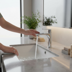 Lavabo Bataryası Yüksek Model Kolay Abdest Tulipa Serisi Komple Pirinç Materyal