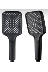 Siyah Tepe Yağmurlama Duş Seti Mat Siyah Ektra Büyük Duş Sistemi Batarya Dahil Set Fonksiyonlu