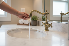 Antik Gold Klasik Lavabo Bataryası Country Tasarım Rustik Eskitme Gold Lavabo Armatür