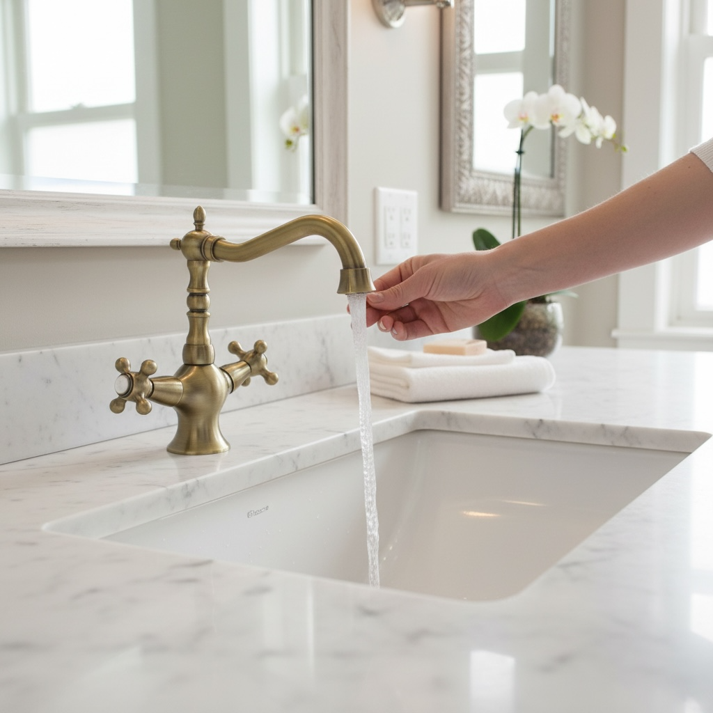 Antik Gold Klasik Lavabo Bataryası Country Tasarım Rustik Eskitme Gold Lavabo Armatür