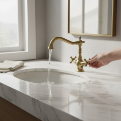 Antik Gold Klasik Lavabo Bataryası Country Tasarım Rustik Eskitme Gold Lavabo Armatür