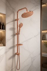 Mat Bakır Duş Sistemi Alt Banyo Bataryası Dahil Komple Bakır Bronz Duş Seti Fırçalanmış Mat Bakır