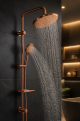 Mat Bakır Duş Sistemi Alt Banyo Bataryası Dahil Komple Bakır Bronz Duş Seti Fırçalanmış Mat Bakır
