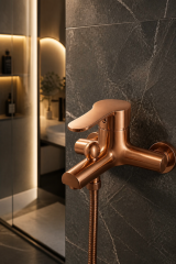 Mat Bakır Kare Duş Sistemi Alt Banyo Bataryası Dahil Komple Bakır Bronz Duş Seti Fırçalanmış Mat Bakır
