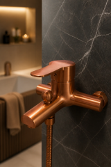 Mat Bakır Duş Sistemi ve Alt Banyo Bataryası Fırçalanmış Bronz Premium Duş Seti Bütün Banyolara Uygun