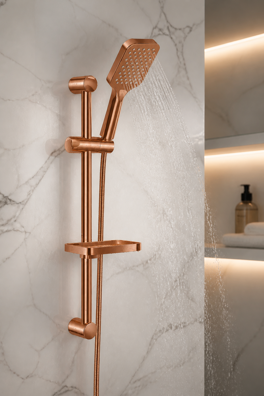 Mat Bakır Duş Sistemi ve Alt Banyo Bataryası Fırçalanmış Bronz Premium Duş Seti Bütün Banyolara Uygun