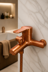 Mat Bakır Duş Sistemi ve Alt Banyo Bataryası Fırçalanmış Bronz Premium Duş Seti Bütün Banyolara Uygun