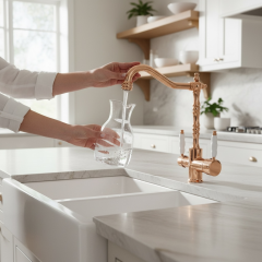 Bakır Arıtmalı Mutfak Armatürü Country Tasarım Bronz Arıtıcılı Özellikli Batarya