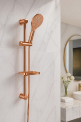 Mat Bakır Duş Sistemi ve Alt Banyo Bataryası Fırçalanmış Bronz Premium Duş Seti Bütün Banyolara Uygun Yuvarlak Tasarım