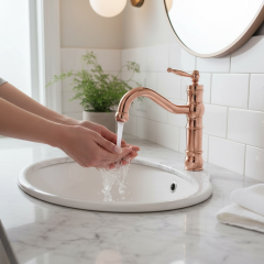 Bakır Avangart Lavabo Bataryası Bronz Lavabo Armatür Özel Tasarım Pirinç Materyal 5 Yıl Garantili