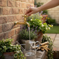 Gold Bahçe Wc Balkon Musluğu Rustik Tasarım Pirinç Materyal 5 Yıl Garantili Musluk