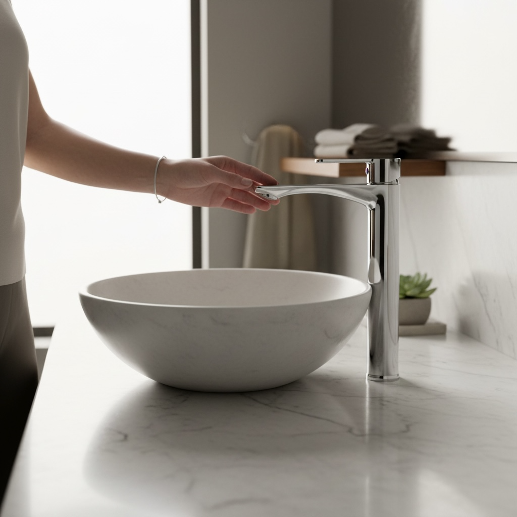 Çanak Lavabo Armatürü Yüksek Model Silver Gümüş Renk Pirinç Ağır Materyal Lavabo Bataryası