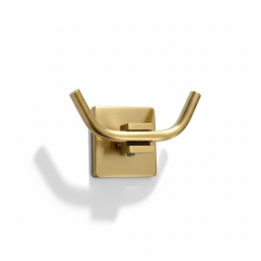 Mat Altın Banyo Bornozluğu Fırçalanmış Gold İkili Askılık Bornozluk Pirinç Malzeme