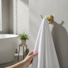 Mat Altın Banyo Bornozluğu Fırçalanmış Gold İkili Askılık Bornozluk Pirinç Malzeme