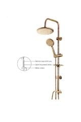 Bakır Duş Seti Bron Duş Sistemi Batarya Dahil Komple Set Rose Bakır Duş Başlığı