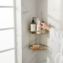 Banyo Şampuanlık Mat Gold İkili Şampuan Rafı Pirinç Malzeme Paslanmaz Mat Altın