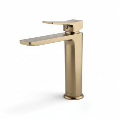 Mat Gold Kare Lavabo Bataryası Mat Altın Banyo Lavabo Armatürü Pirinç Materyal 5 Yıl Garantili