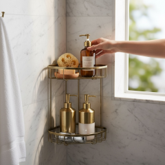 Eskitme Gold Banyo Şampuanlık Antik Gold Banyo Rafı Pirinç Malzeme Paslanmaz Eskitme