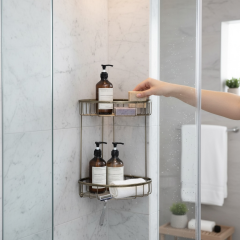 Eskitme Gold Banyo Şampuanlık Antik Gold Banyo Rafı Pirinç Malzeme Paslanmaz Eskitme