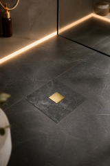 Mermer Banyo Gideri Gold Siyah Doğal Mermer Koku Gidericili Banyo Yer Süzgeci Kapatıcı Siyah Mermer Gold 10X10 Ölçü Standart