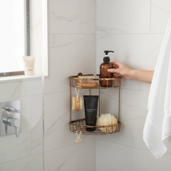 Bakır Şampuanlık Bronz Banyo Rafı Paslanmaz Pirinç Malzeme Rose Bakır Banyo Rafı