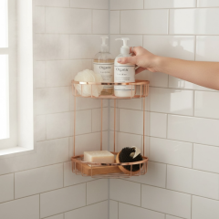 Bakır Şampuanlık Bronz Banyo Rafı Paslanmaz Pirinç Malzeme Rose Bakır Banyo Rafı