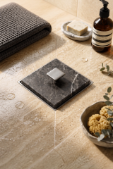 Mermer Banyo Gideri Gümüş Siyah Doğal Mermer Koku Gidericili Banyo Yer Süzgeci Kapatıcı Siyah Mermer Krom 10X10 Ölçü Standart