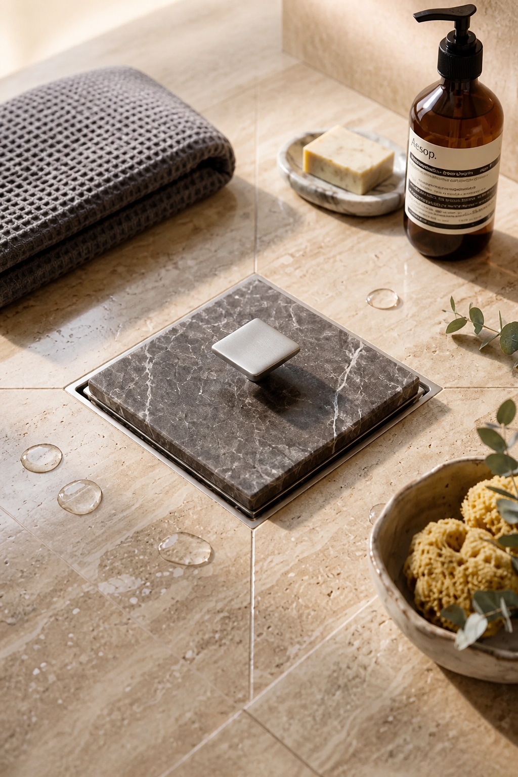 Mermer Banyo Gideri Gümüş Siyah Doğal Mermer Koku Gidericili Banyo Yer Süzgeci Kapatıcı Siyah Mermer Krom 10X10 Ölçü Standart