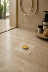 Mermer Banyo Gideri Traverten Gold Doğal Mermer Koku Gidericili Banyo Yer Süzgeci Kapatıcı Gold Mermer Traverten 10X10 Ölçü Standart