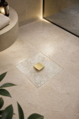 Mermer Banyo Gideri Traverten Gold Doğal Mermer Koku Gidericili Banyo Yer Süzgeci Kapatıcı Gold Mermer Traverten 10X10 Ölçü Standart