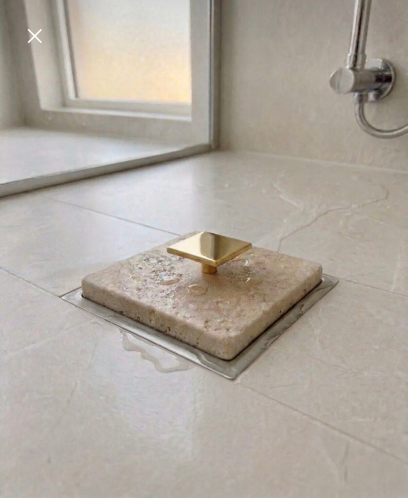 Mermer Banyo Gideri Traverten Gold Doğal Mermer Koku Gidericili Banyo Yer Süzgeci Kapatıcı Gold Mermer Traverten 10X10 Ölçü Standart