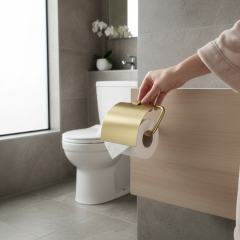 Tuvalet Kağıtlığı Mat Altın Modern Tasarım Paslanmaz Fırçalanmış Gold Kapaklı Kağıtlık