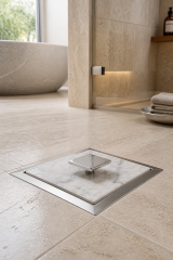 Mermer Banyo Gideri Gümüş Beyaz Doğal Mermer Koku Gidericili Banyo Yer Süzgeci Kapatıcı Beyaz Mermer Gümüş Kulp 10X10 Ölçü Standart