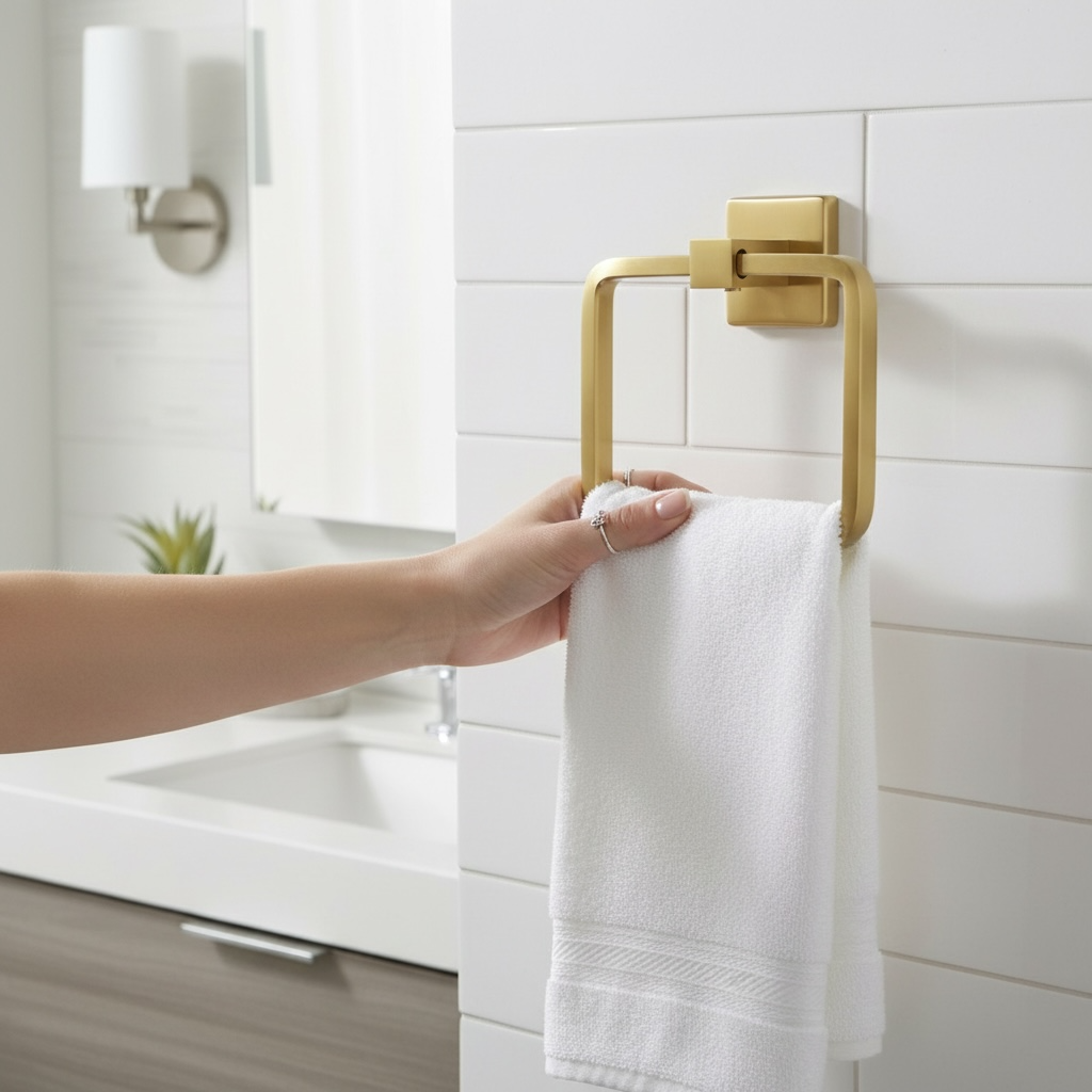 Banyo Havluluk Mat Altın Kare Havluluk Fırçalanmış Gold Modern Tasarım Paslanmaz Pirinç Malzeme