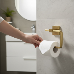 Mat Altın Açık Tuvalet Kağıtlığı Modern Tasarım Paslanmaz Fırçalanmış Altın Kağıtlık