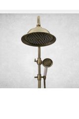 Mat Gold Duş Sistemi Mat Gold Duş Seti Tepe Yağmurlamalı Vintage Tasarım Mat Gold Duş Başlığı