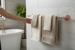 Bakır Uzun Havluluk Vintage Tasarım Bronz Banyo Havluluğu Pirinç Malzeme Rose Bakır Renk