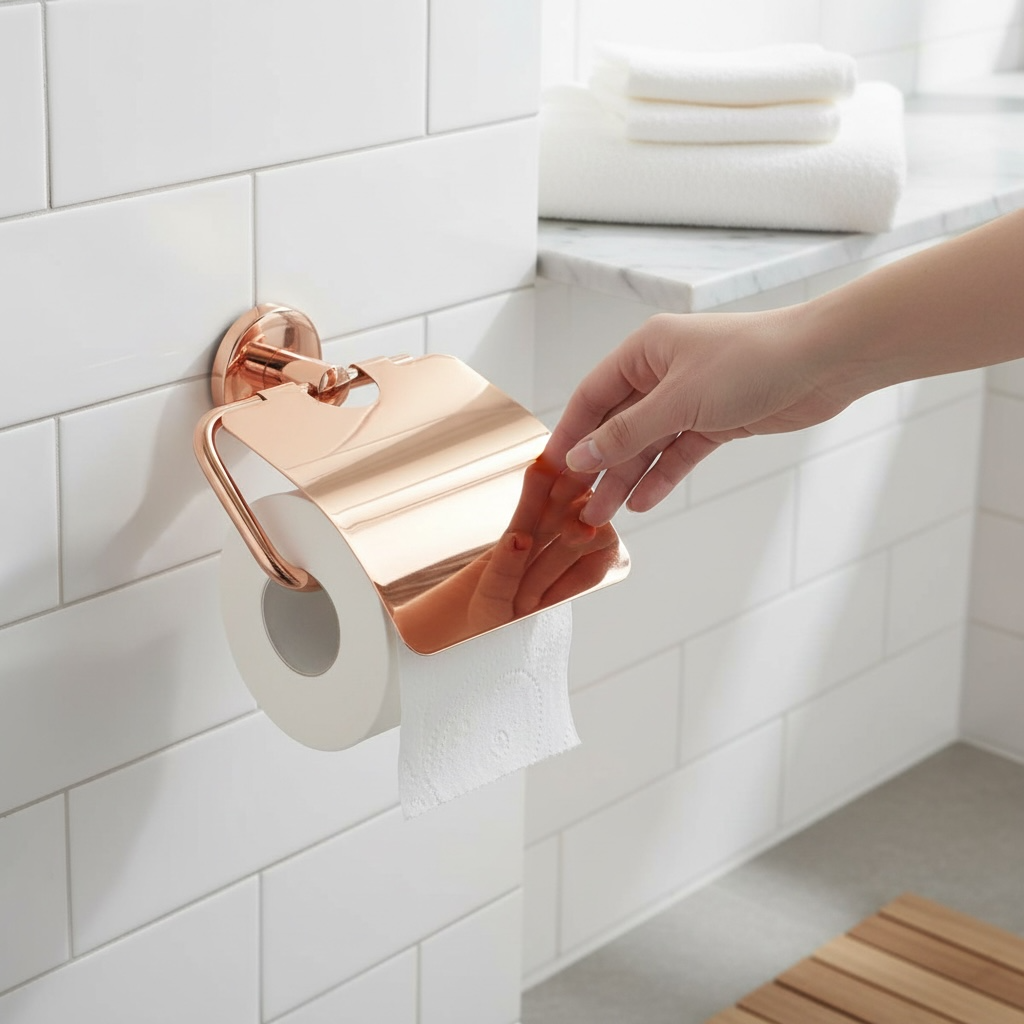 Banyo Tuvalet Kağıtlığı Bronz Bakır Renk Pirinç Malzeme Kapaklı Tuvalet Kağıtlığı Paslanmaz