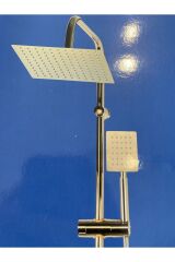 Gold Duş Seti Altın Duş Sistemi Büyük Metal Tepe Duş Yağmurlama Sistem Batarya Dahil Set