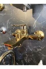 Gold Duş Seti Altın Duş Sistemi Büyük Metal Tepe Duş Yağmurlama Sistem Batarya Dahil Set