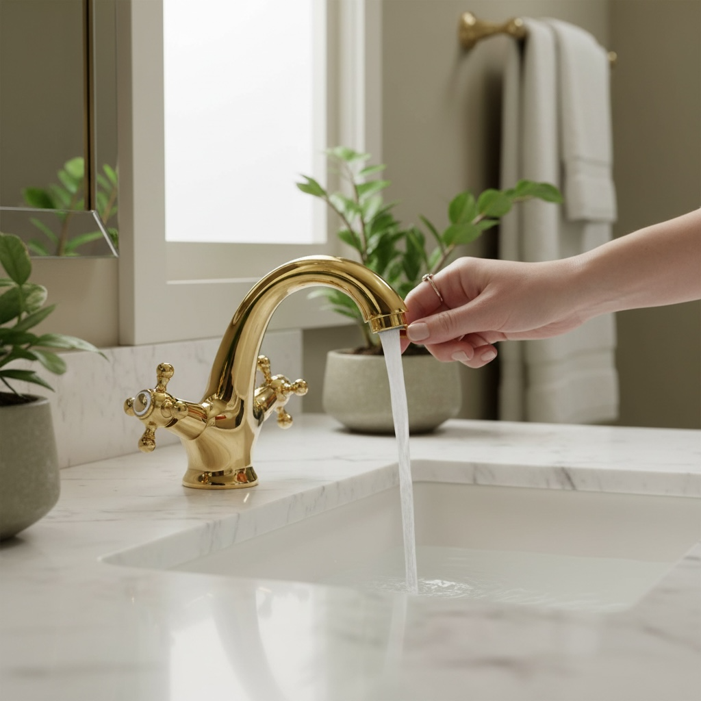 Gold Vintage Lavabo Armatür Klasik Tasarım Pirinç Materyal Özel Seri Lavabo Bataryası