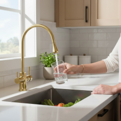 Gold Arıtmalı Mutfak Bataryası Arıtıcılı Evye Armatür Modern Tasarım Özel Üretim Armatür