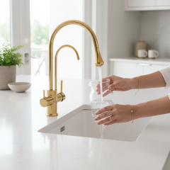 Gold Arıtmalı Mutfak Bataryası Arıtıcılı Evye Armatür Modern Tasarım Özel Üretim Armatür