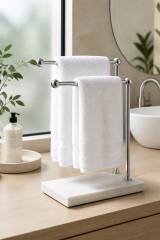Gümüş Havluluk Banyo Tezgah Üstü İkili Havluluk Mermer Tasarım Birinci Kalite Banyo Havluluk Paslanmaz Pirinç