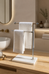Gümüş Havluluk Banyo Tezgah Üstü İkili Havluluk Mermer Tasarım Birinci Kalite Banyo Havluluk Paslanmaz Pirinç