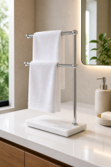Gümüş Havluluk Banyo Tezgah Üstü İkili Havluluk Mermer Tasarım Birinci Kalite Banyo Havluluk Paslanmaz Pirinç
