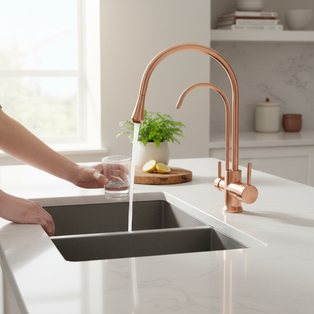 Bakır Arıtmalı Mutfak Bataryası Bronz Arıtmalı Armatür Özel Tasarım Arıtmalı Evye Armatür