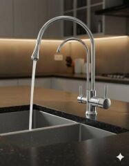 Gümüş Arıtmalı Mutfak Bataryası Krom Özel Tasarım Mutfak Armatürü 5 Yıl Garanti