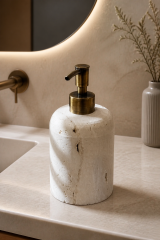 Traverten Sabunluk Antik Gold Eskitme Banyo Sabunluğu Doğal Mermer Retro Sıvı Sabunluk Eskitme Renk