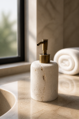 Traverten Sabunluk Antik Gold Eskitme Banyo Sabunluğu Doğal Mermer Retro Sıvı Sabunluk Eskitme Renk